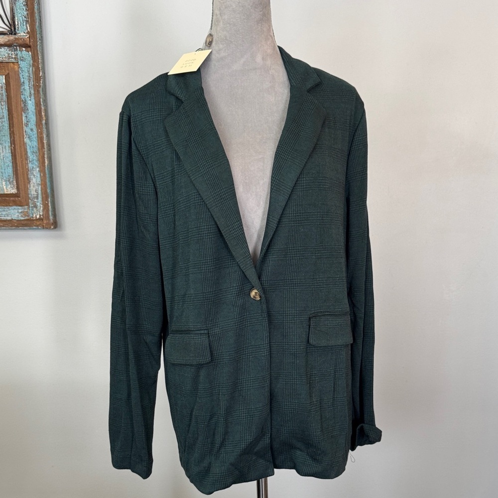 Good Luck Gem Green Plaid Blazer NWT L